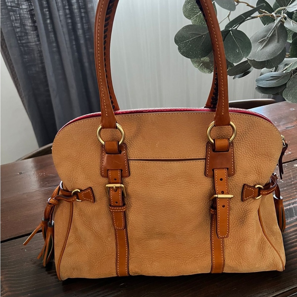 Dooney and Bourke Suede Florentine Leather Large Domed Satchel Bag - Picture 5 of 6
